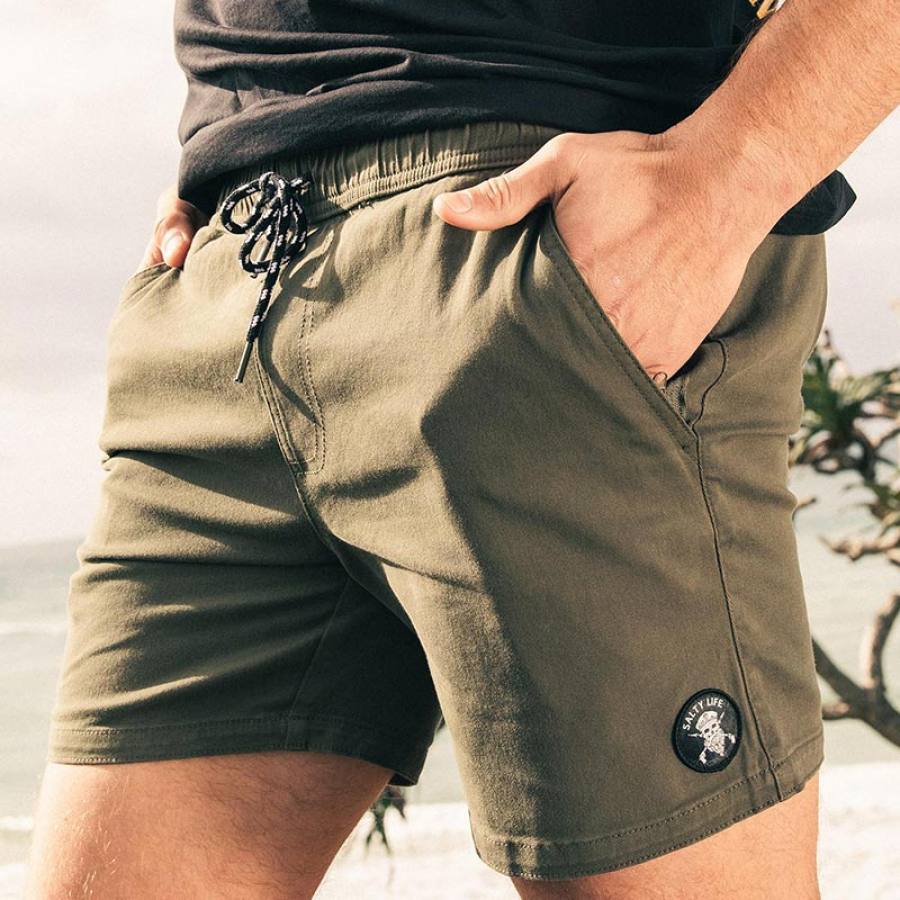 

Men's Surf Shorts Beach Tooling Casual 5 Inch Shorts Army Green