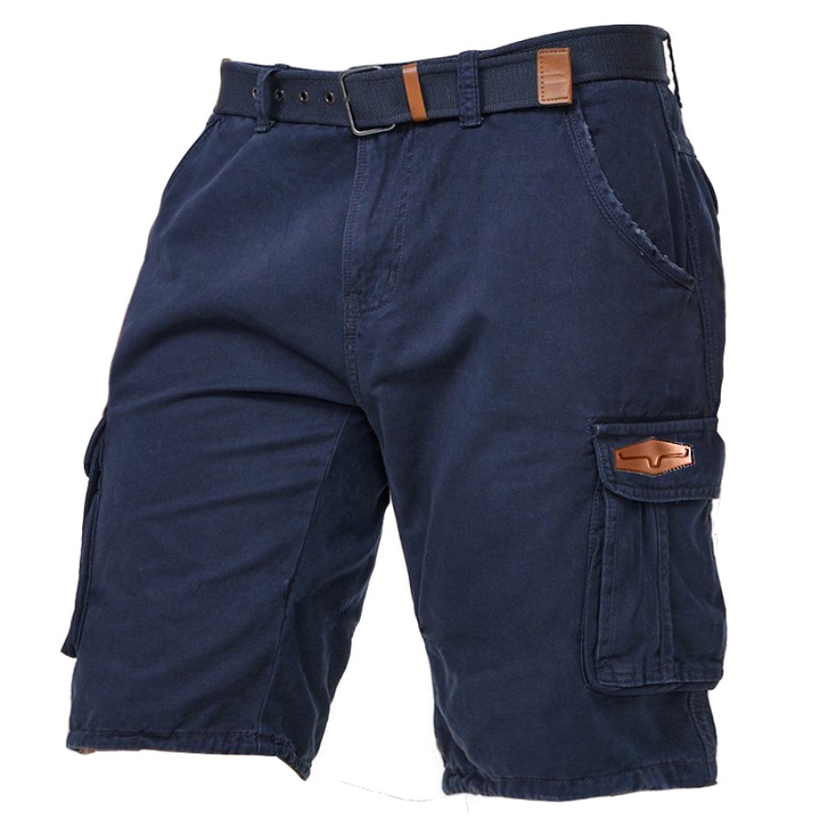 

Men's Pocket Vintage West Yellowstone Print Cargo Shorts Breathable Casual Shorts