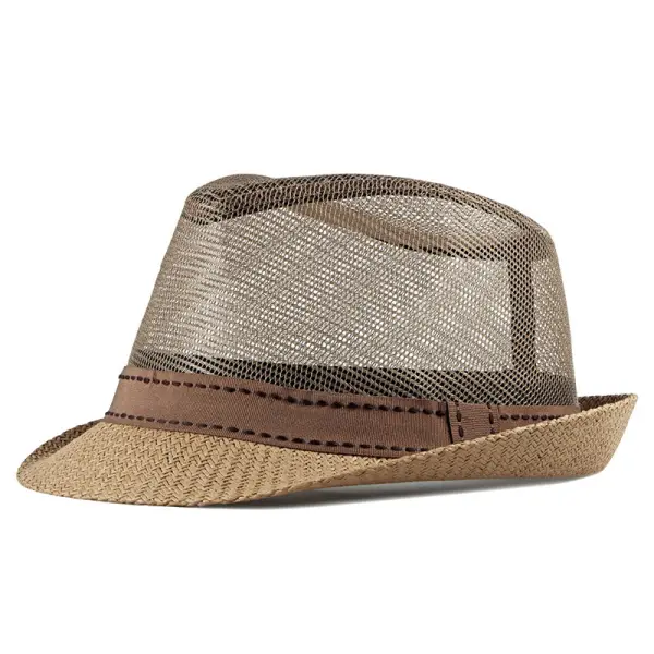 Men's Hollow Mesh Hat Outdoor Casual Beach Hat Sunshade Hat - Fineyoyo.com 