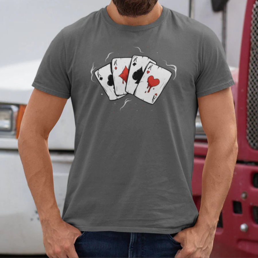 

Men's Vintage Poker Tee With Lucky Charm For Card Players And Gamblers