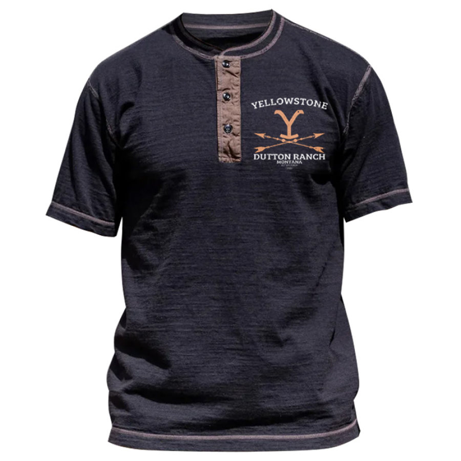 

Men's T-Shirt Vintage Henry Yellowstone Print Short Sleeve Casual Tee