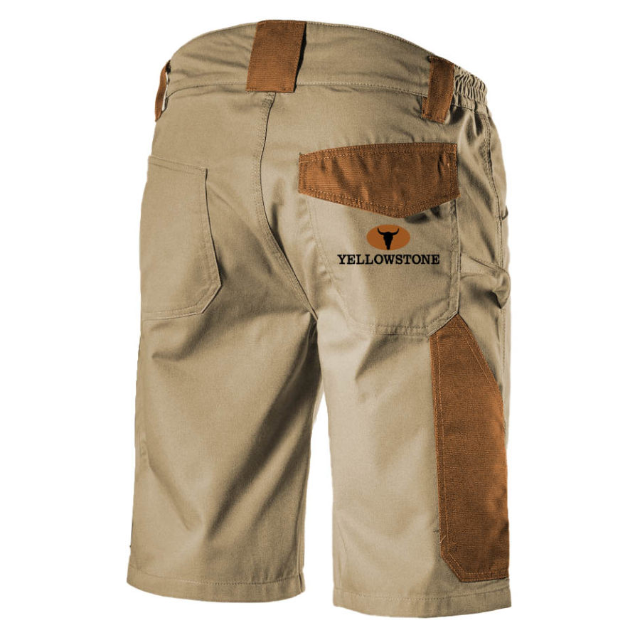 

Men's Cargo Shorts West Yellowstone Outdoor Vintage Colorblock Pocket Summer Daily Short Khaki