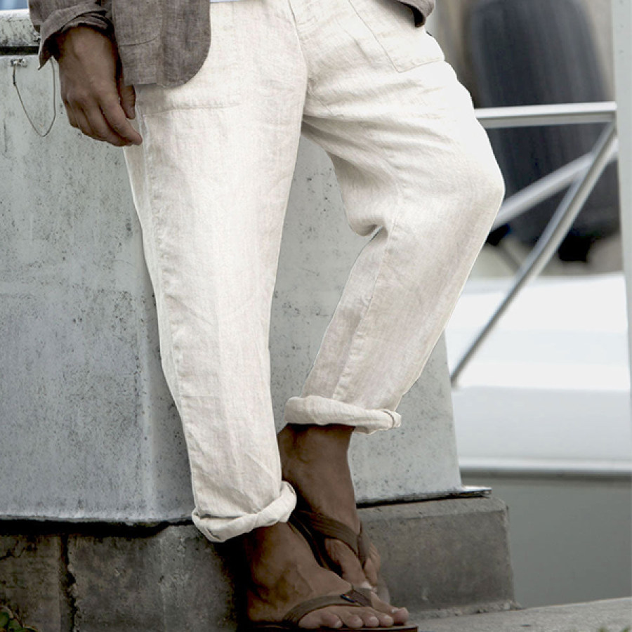 

Men's Comfort Linen Elastic Waist Casual Beech Pants