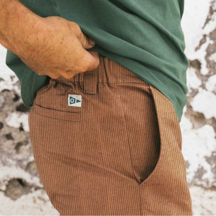 

Men's Boat Pants Vintage Corduroy Pockets Outdoor Surf Casual Daily Brown