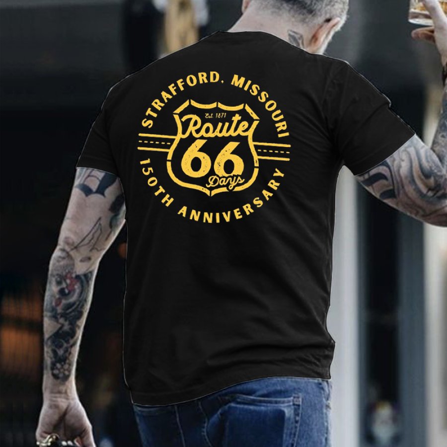 

Men's Route 66 Road Trip Outdoor Print T-Shirt Henley Collar T-Shirt Breathable Casual Short Sleeve T-Shirt