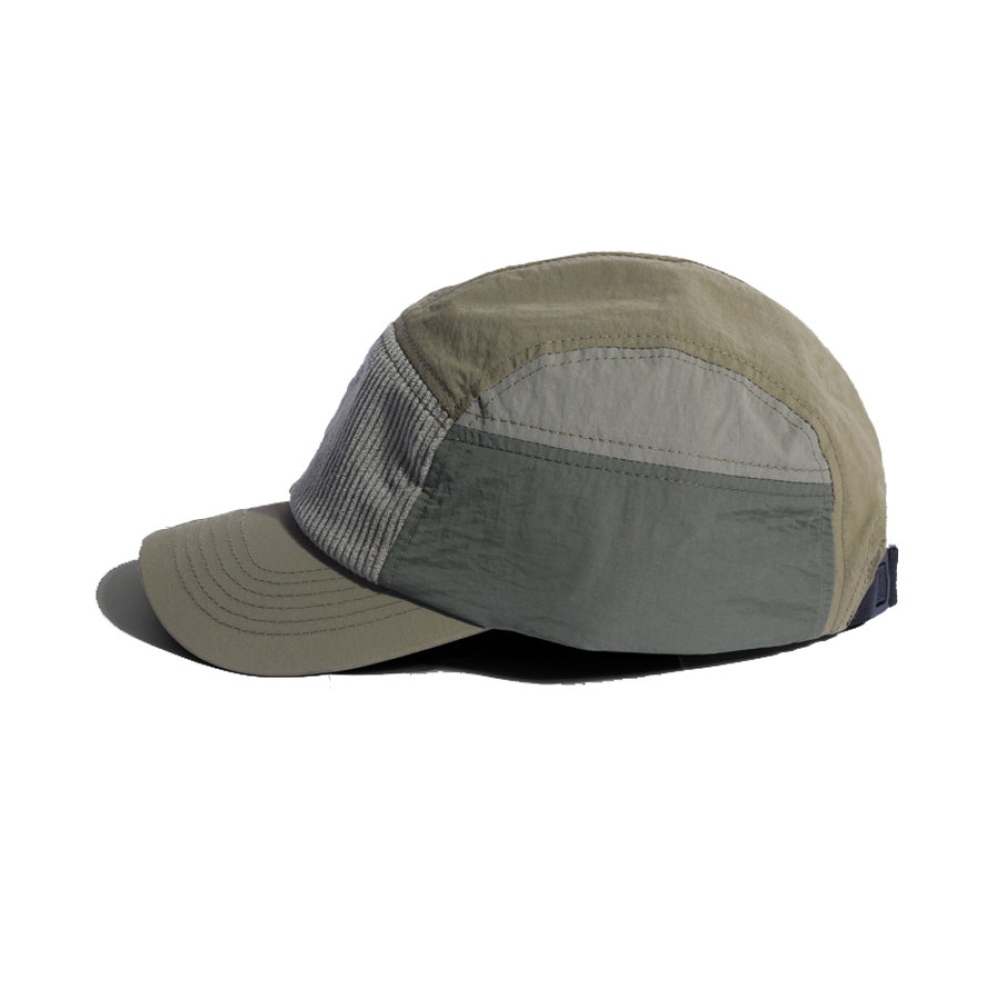 

Retro Color Matching Corduroy Five-Piece Mountaineering Camping Short Brim Contrasting Color Cap