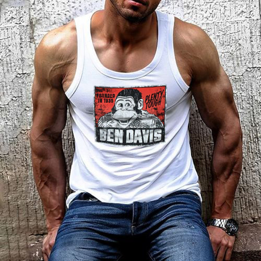 

Men's Casual Ctton Tank Top Bendavis Logo Print Sleeveless Top