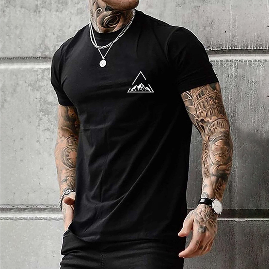 

Men's Outdoor Geo & Mountain Print Graphic Cotton Tee