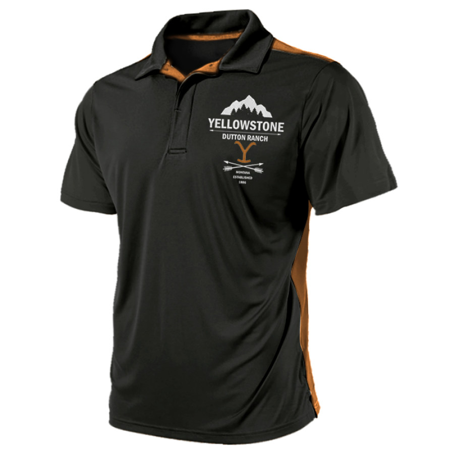 

Men's T-shirt Retro Quick Dry Polo Collar Retro Yellowstone Printing Outdoor Short Sleeve Daily Casual POLO Shirt