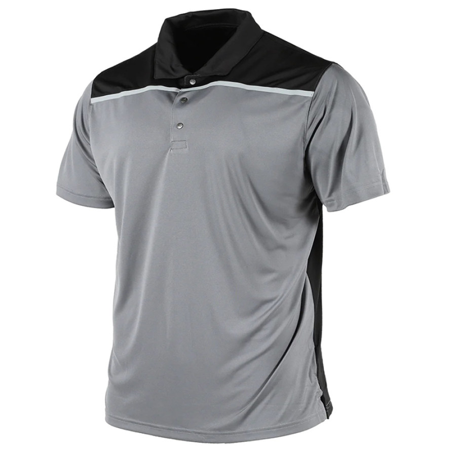 

Polo Transpirable De Secado Rápido Para Hombre Camiseta Informal De Manga Corta Para Senderismo Al Aire Libre Con Bloque De Color POLO