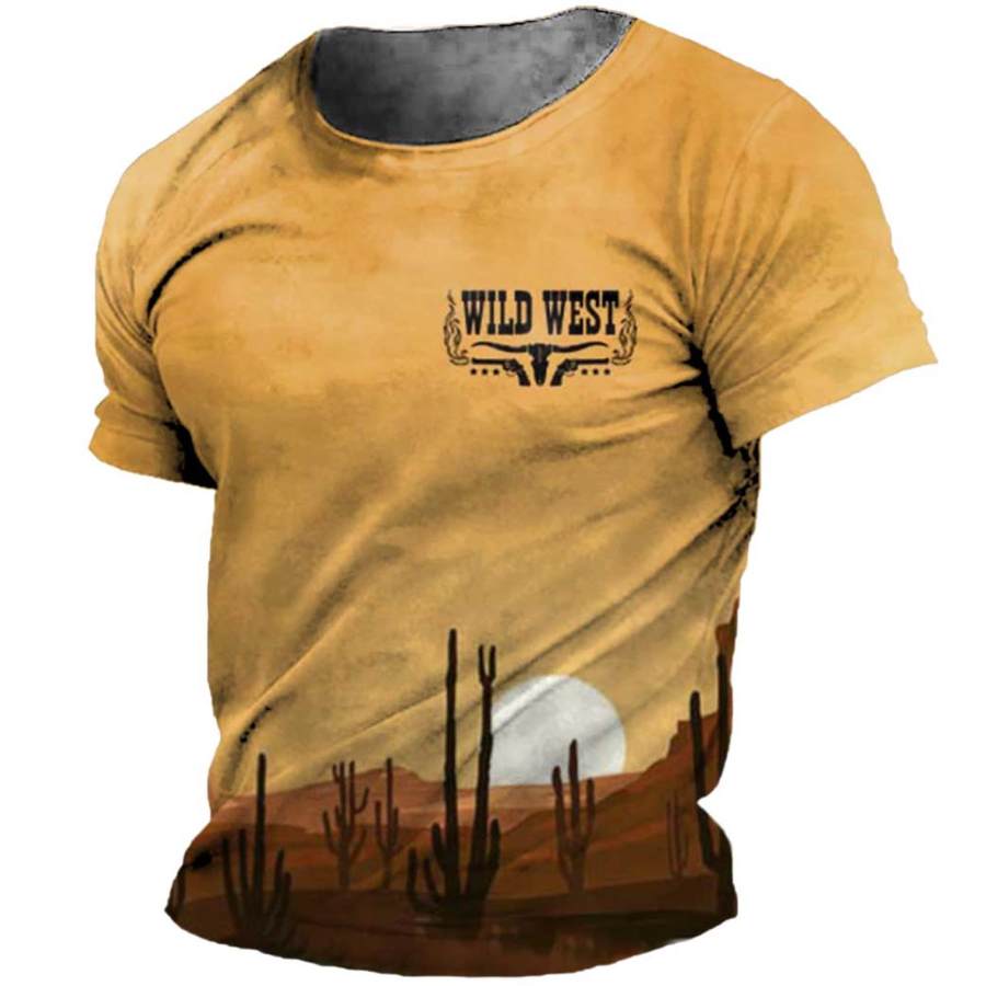 

Men's T-Shirt Plus Size Short Sleeve Vintage Wild West Summer Daily Tops Ginger