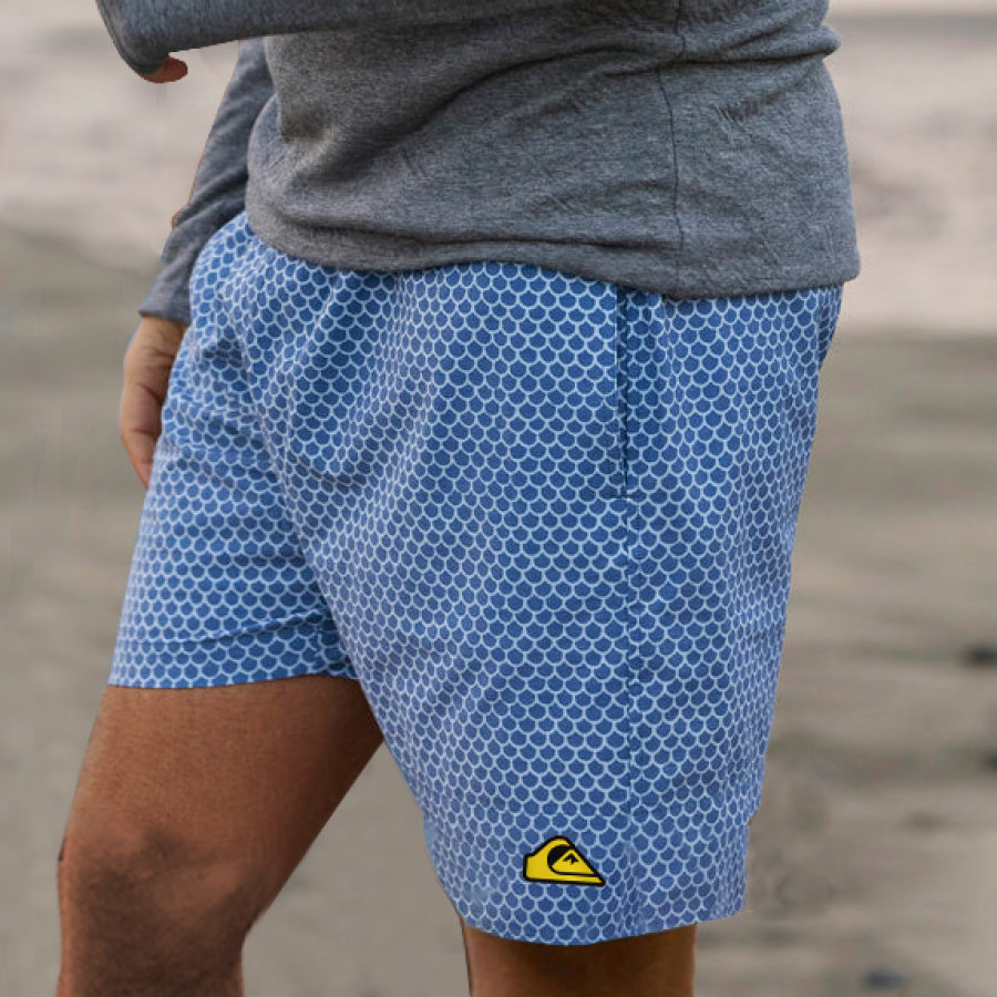 

Men's Surf Shorts Vintage Quicksilver Fish Scale Hawaiian Beach Boardshorts