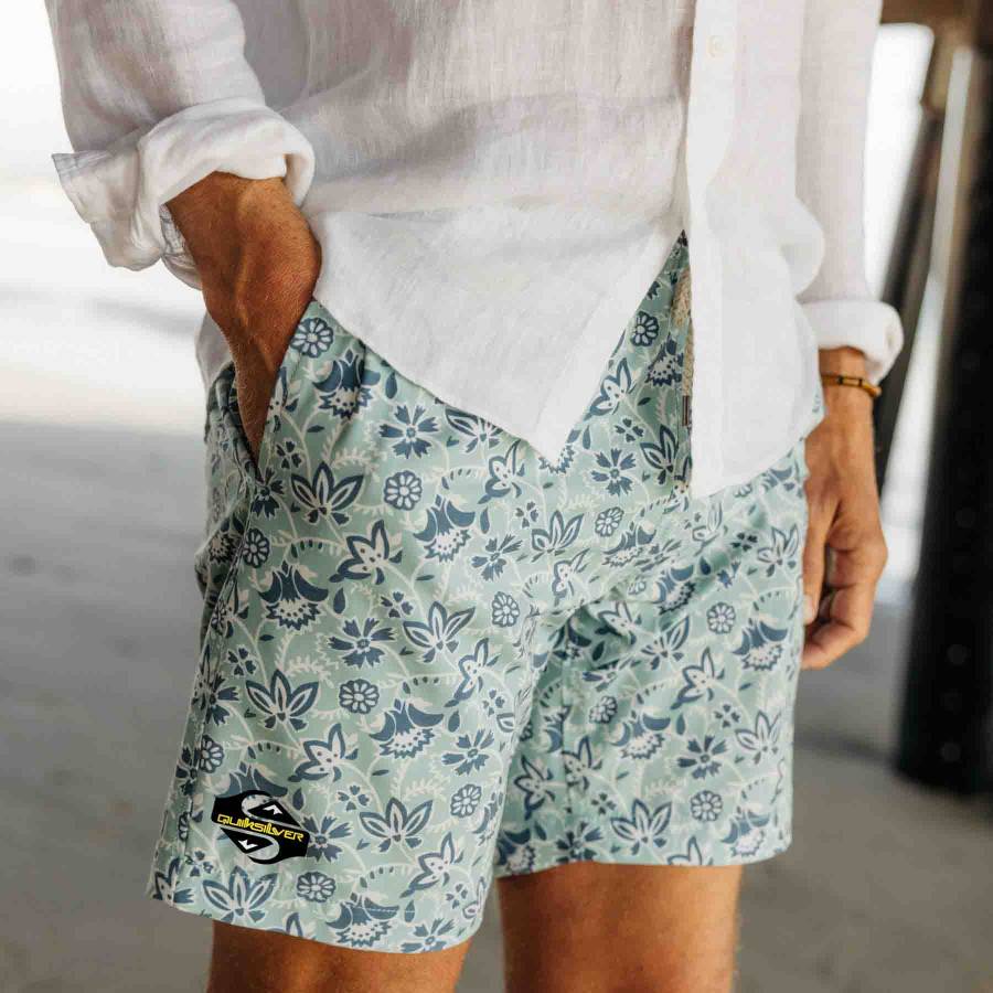 

Mens Surf Shorts Vintage Quiksilver Floral Hawaiian Beach Boardshorts