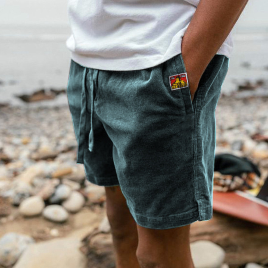 

Men's Shorts Corduroy Retro Shorts Surf Beach Shorts Daily Casual Gray Blue