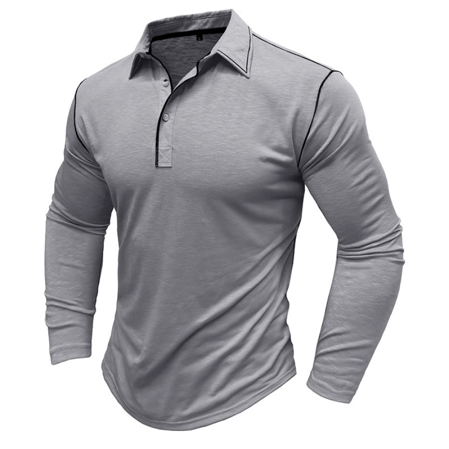 

Men's Polo T-Shirt Outdoor Retro Casual Loose Daily Long Sleeve Cotton T-Shirt