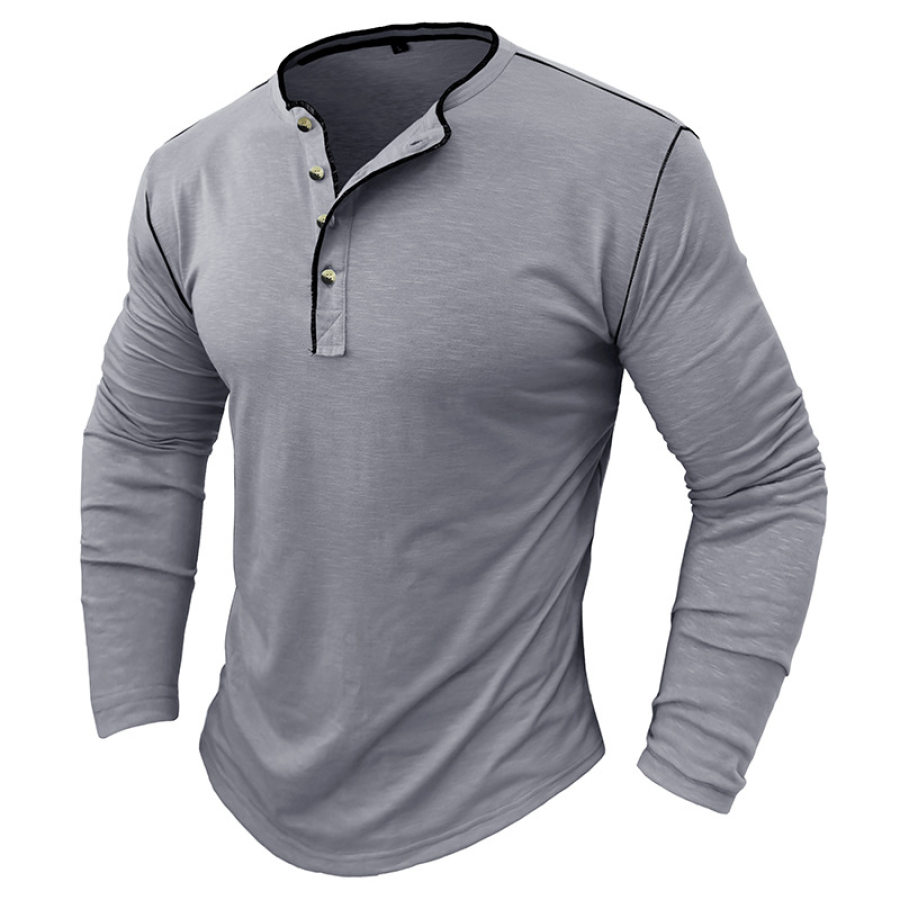 

Men's Henley T-Shirt Outdoor Retro Casual Loose Daily Long Sleeve Cotton T-Shirt