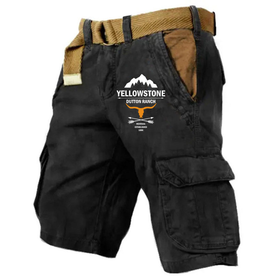 

Herren Cargo-Shorts Vintage Yellowstone Taktische Multi-Pocket-Sport-lose Verschleißfeste Sommer- Und Alltags-Freizeithose