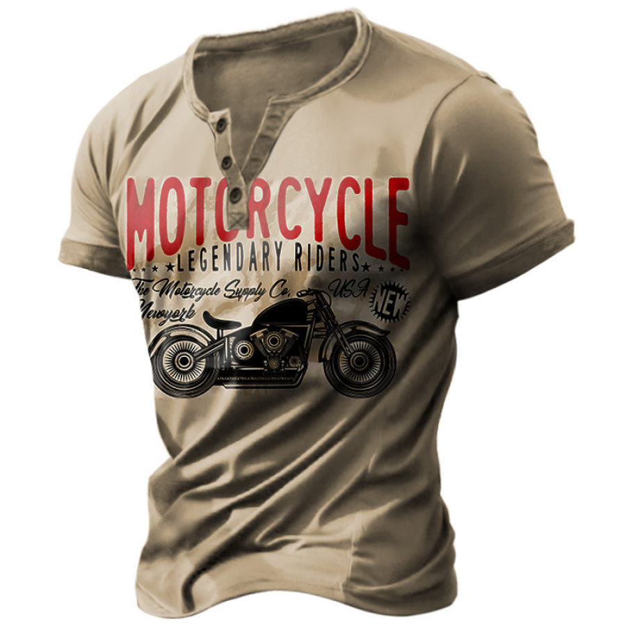 

Мужская футболка Генри Ретро Мотоцикл Письмо Печати С коротким рукавом Повседневные
