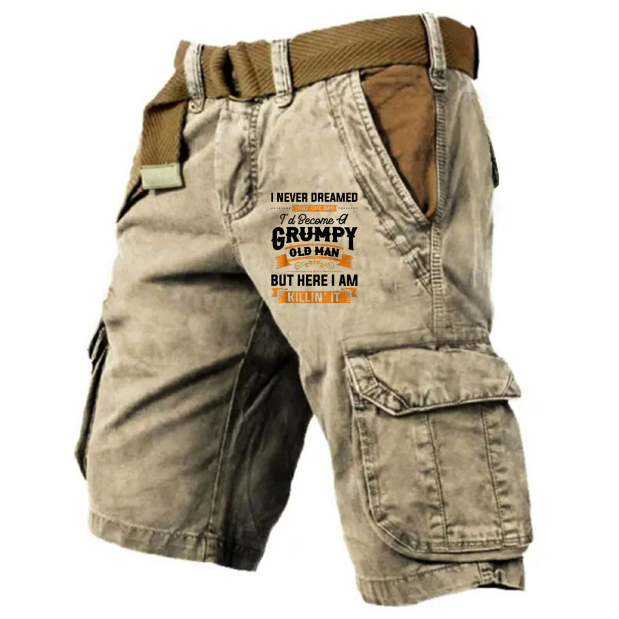 

Shorts Cargo Masculino Vintage A Grumpy Old Man Tático Multi-bolsos Esportes Solto Resistente Ao Desgaste Calças Casuais Diários De Verão