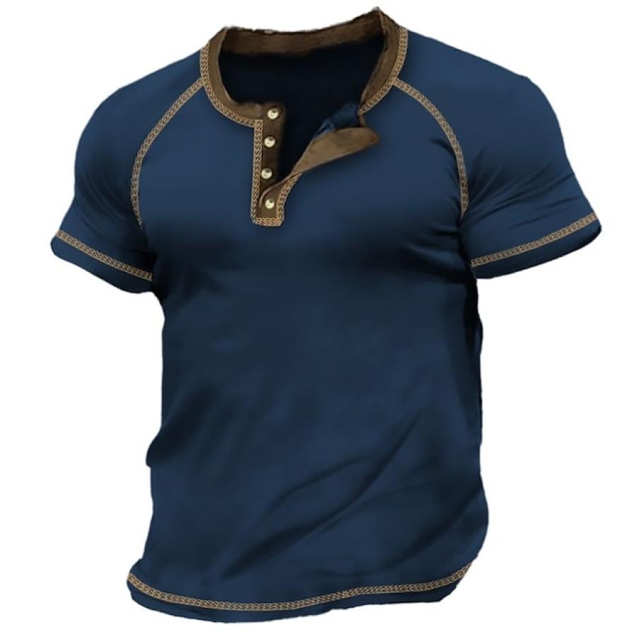 

Camisa Henley Masculina Camiseta Ao Ar Livre Solta Top Henley Simples Manga Raglan Rua Férias Mangas Curtas Vestuário Casual