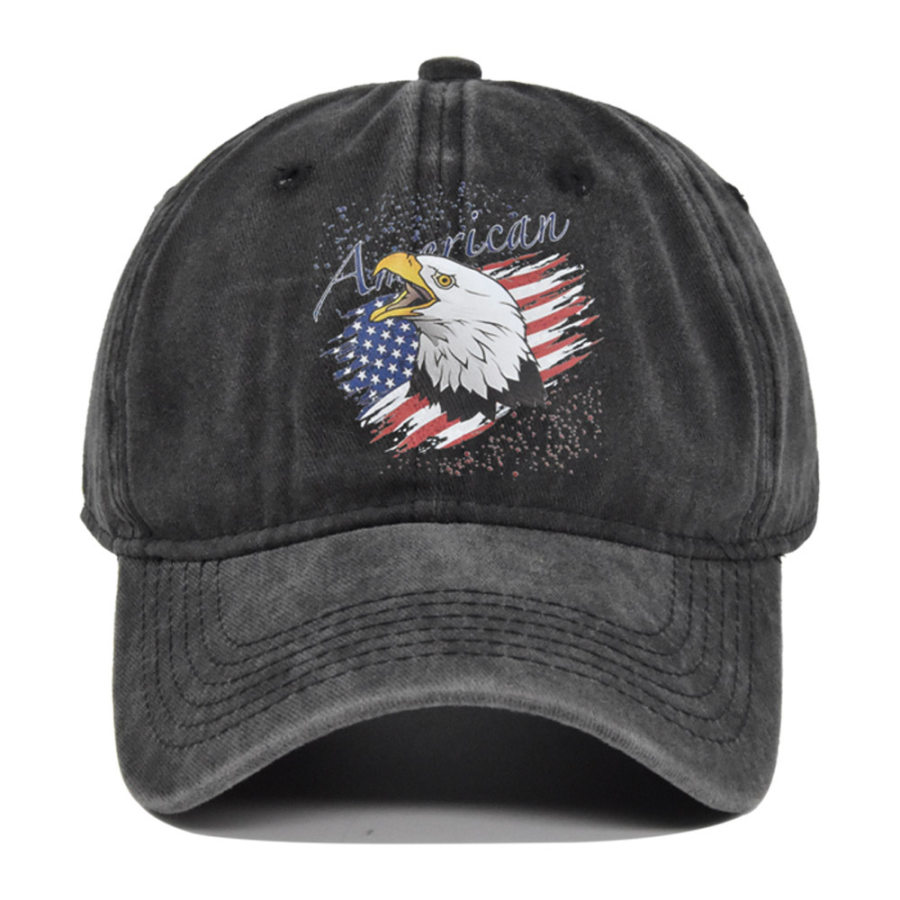 

Men's American Flag Eagle Print Vintage Washed Distressed Cap Sun Hat