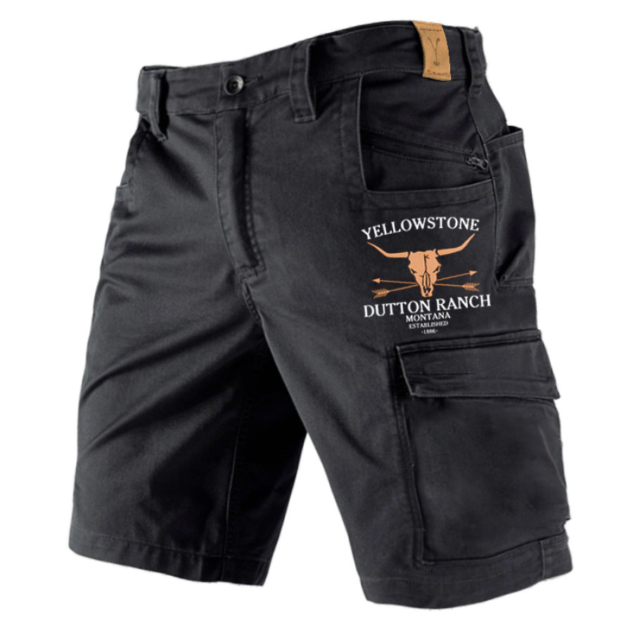 

Men's Shorts Vintage West Yellowstone Print Cargo Pocket Shorts