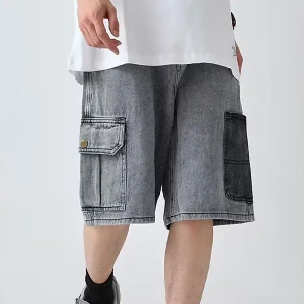 Men's Pocket Casual Loose Cool Cargo Jeans Shorts Jorts Baggy - Cotosen.com