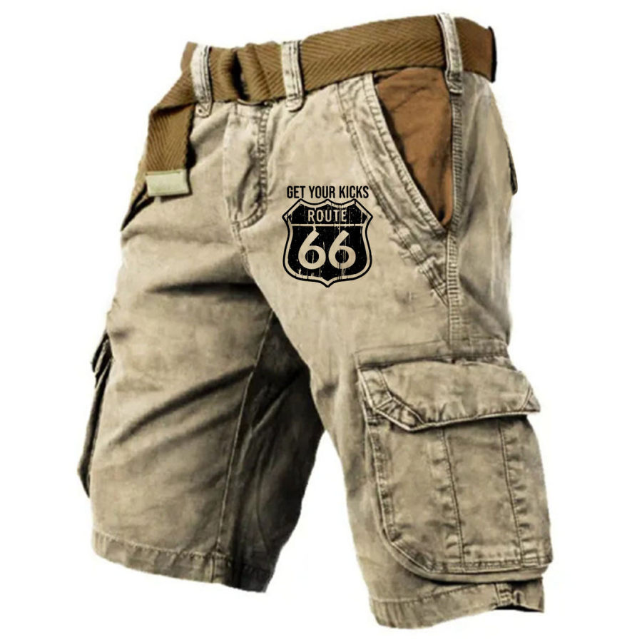 

Мужские шорты-карго Винтаж Route 66 Тактические многокарманные спортивные свободные износостойкие летние повседневные повседневные брюки