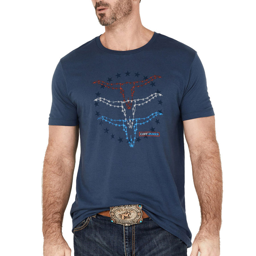 

Camiseta Masculina De Algodão Vintage Com Estampa Jeans Casual Para O Dia A Dia