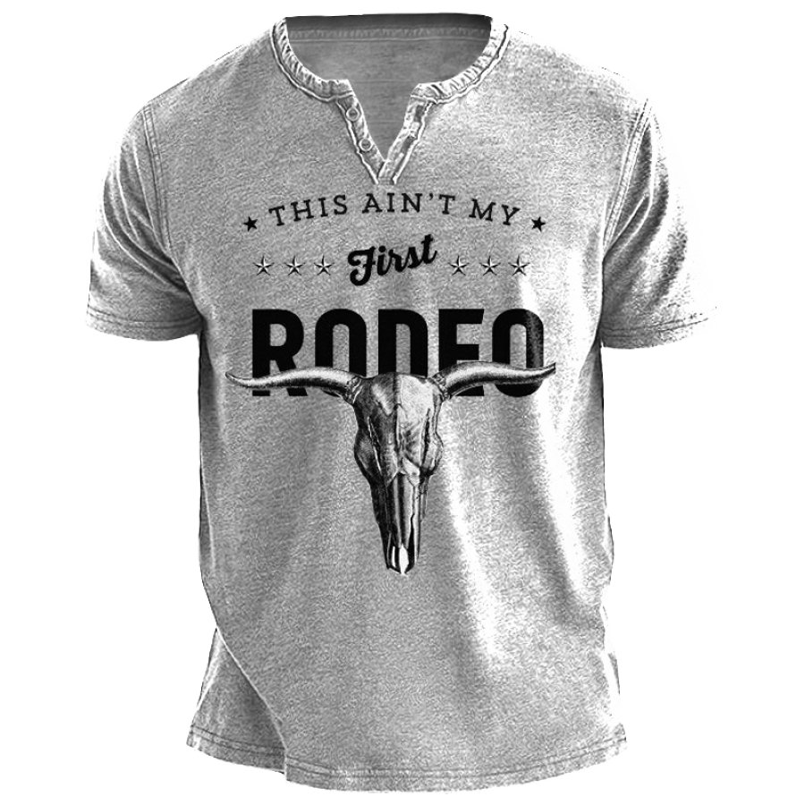 

This Isn't My First Rodeo Men's Western Yellowstone Print Vintage V Neck T-Shirt