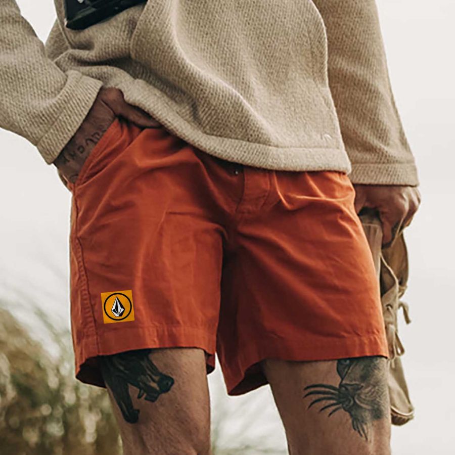 

Men's Surf Cord Shorts Vintage Corduroy Volcom Hawaiian Beach Summer Daily Walk Shorts Boardshorts