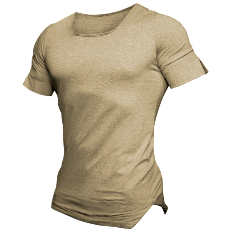 

Camiseta Masculina Retrô Especial Treinamento Manga Curta Trabalho Diário Sem Gola Ao Ar Livre