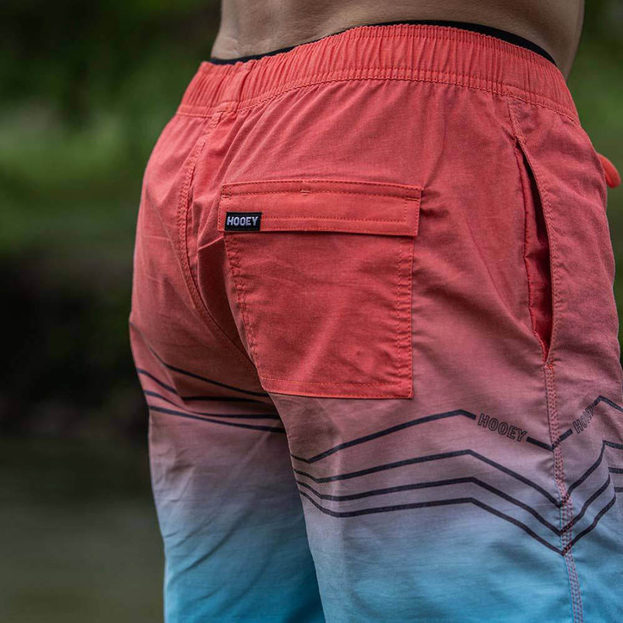 

Men's Surf Shorts Vintage Hooey Gradient Graphic Hawaiian Beach Boardshorts