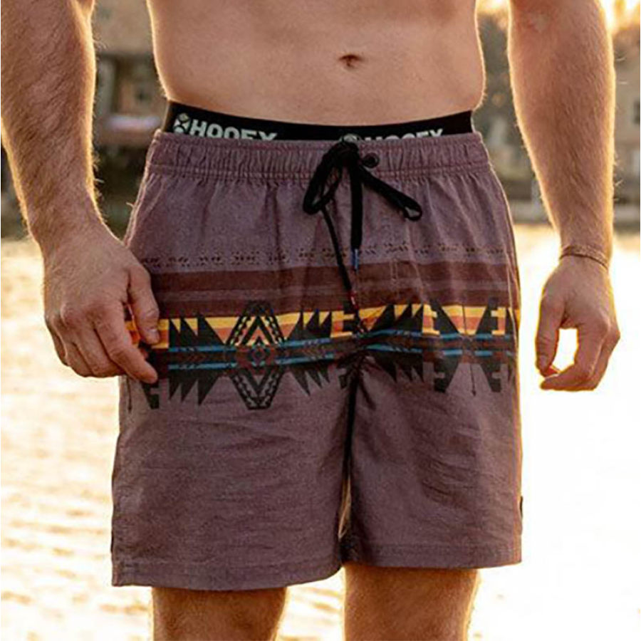 

Men's Surf Shorts Vintage Hooey Aztec Graphic Hawaiian Beach Boardshorts