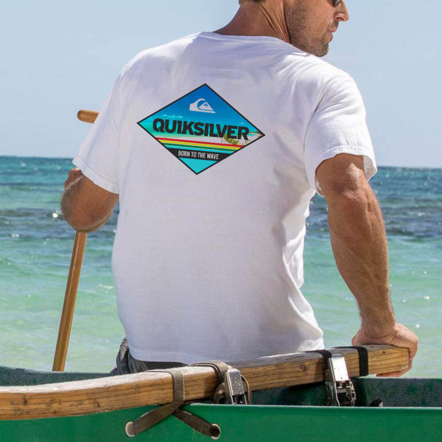 

Homme Tee Shirt Tees Rétro Vintage Quiksilver Surf Graphique Manches Courtes De Plein Air Décontracté Eté Quotidien Hauts Blanche