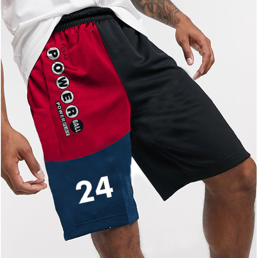 

Powerball Men Sports Shorts Street Fashion Casual Sweatpants Elastic Waist Drawstring Shorts Sportswear