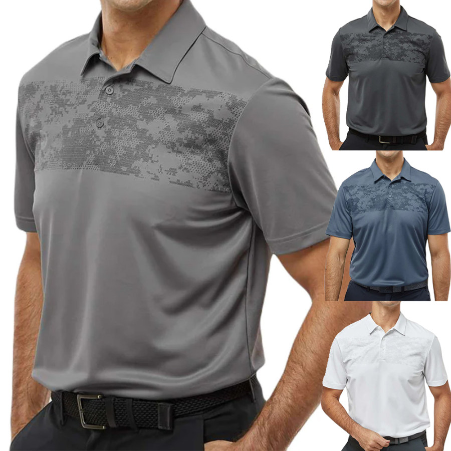 

Men's Outdoor Camouflage Casual Colorblock Polo Neck T-Shirt