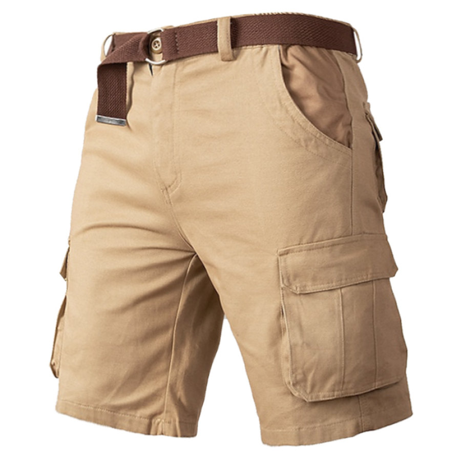 

Men's Shorts Vintage Workwear Functional Pocket Wear Resistant Khaki