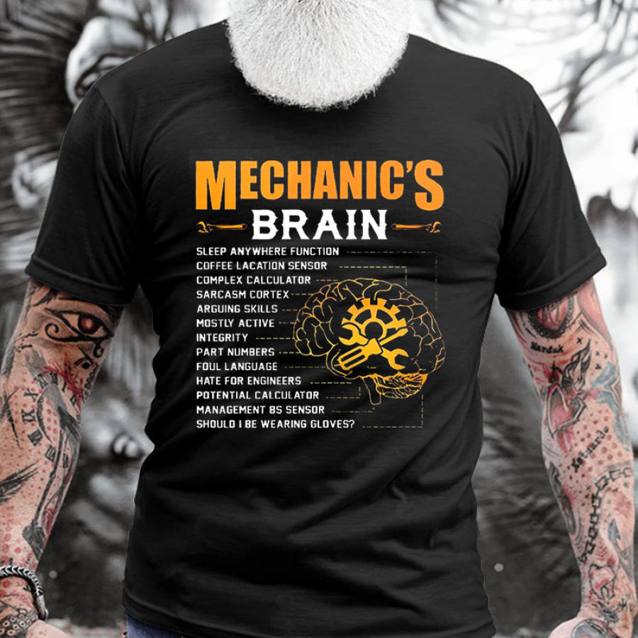 

Camiseta Masculina De Algodão Gola Redonda Manga Curta Reparação Cerebral Mecânica