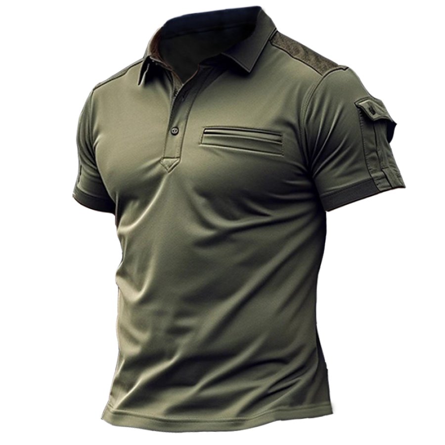 

Men's Breathable Quick Dry Stretch Muscle Sports Pocket POLO Shirt