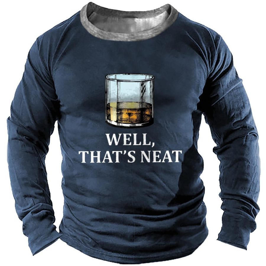 

Men's T-Shirt Long Sleeve Henley Vintage Well That's Neat Whiskey Colorblock Outdoor Daily Tops