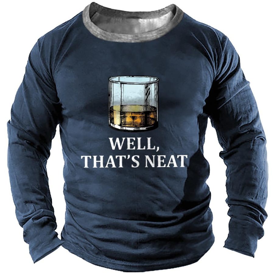 

Мужская футболка с длинным рукавом Henley Vintage Well That's Neat Whiskey Colorblock На открытом воздухе Повседневные топы