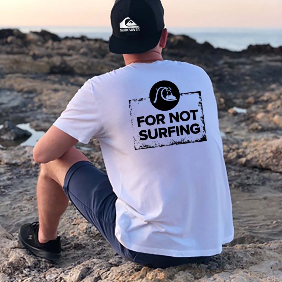 

Муж. Футболка Футболка Винтаж Quiksilver Surf Графика С короткими рукавами На открытом воздухе На каждый день Лето Повседневные Верхушки Белый