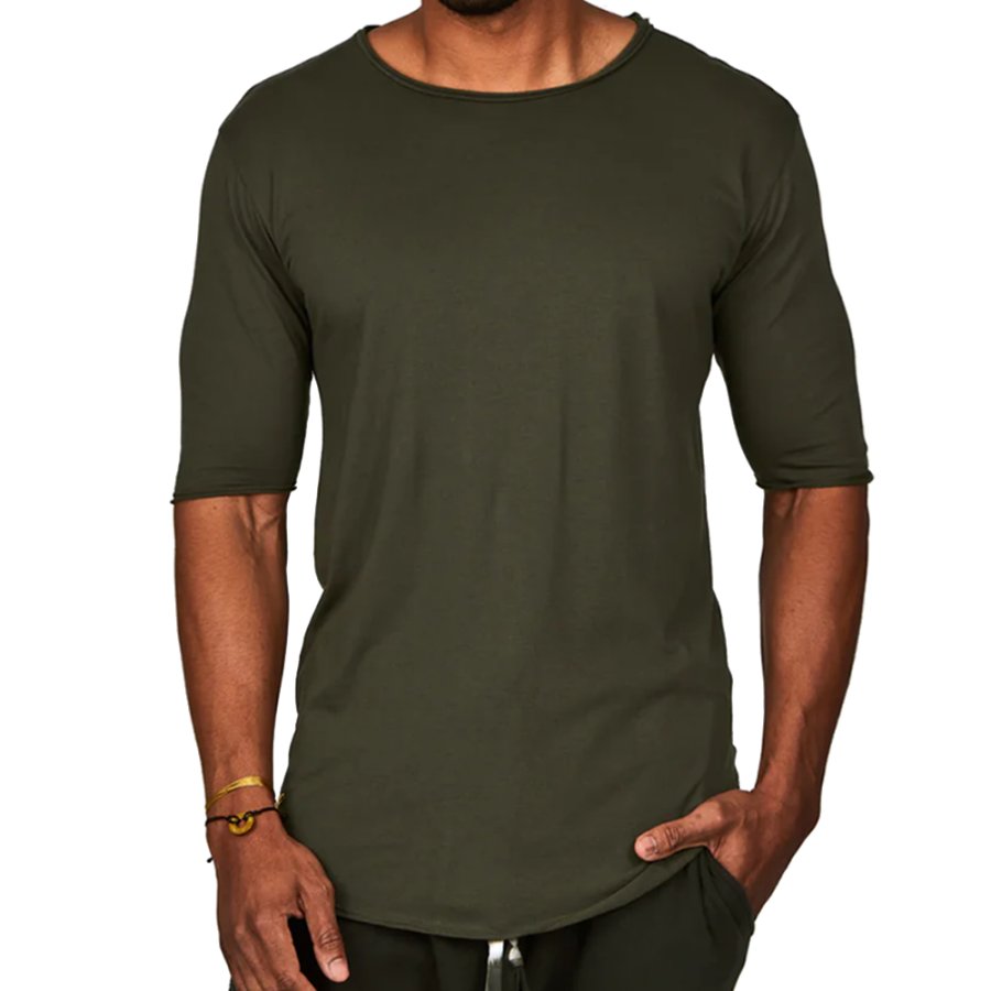 

Camiseta Ajustada De Manga 5/4 Con Cuello Redondo Informal Para Exteriores Para Hombre