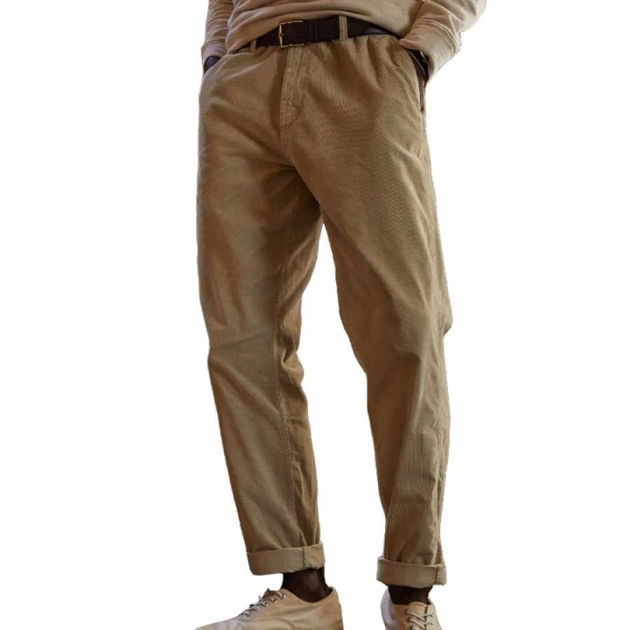 

Pantaloni Da Uomo Tasca In Velluto A Coste Vintage Pantaloni Casual Da Esterno Per Tutti I Giorni Cachi