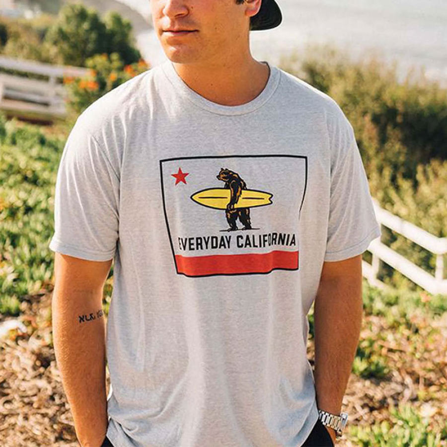 

T-shirt Da Uomo Surf Bear Print Vacation Casual Manica Corta T-shirt Giornaliera