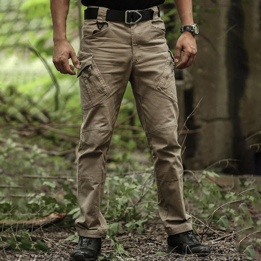 

Men's Cargo Trousers Retro Function Zipper Pocket Outdoor Training Wear-resistant Casual Pants