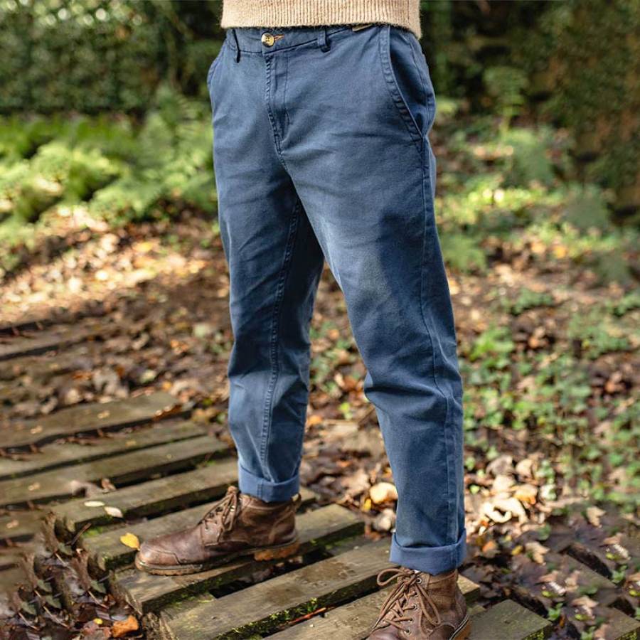 

Pantalones Cargo Para Hombre Pantalones Casuales Resistentes Al Desgaste De Sarga Al Aire Libre Retro Azul