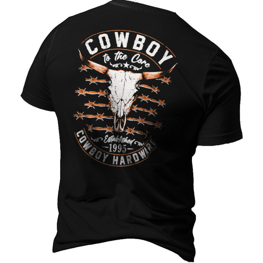 

T-shirt A Maniche Corte Con Stampa Grafica Di Toro Della Cultura Occidentale Da Uomo Di Cowboy Hardware