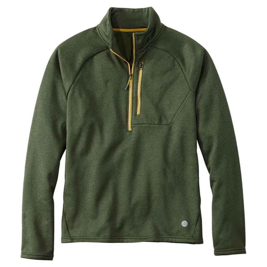 

Felpa Da Uomo Con Colletto Rialzato A Mezza Zip Da Montagna Tasca Con Zip A Contrasto Di Colore Per Esterni Pullover Tattico Con Maniche Raglan